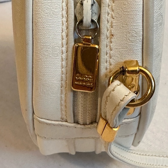 Vintage Gucci Monogram Logo White Canteen Round Crossbody Leather Shoulder Bag - Picture 6 of 14